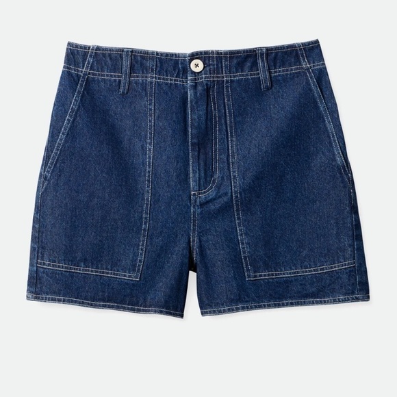 NWT Brixton Vancouver High Waisted Denim Utility Shorts in Indigo Blue - Picture 3 of 10